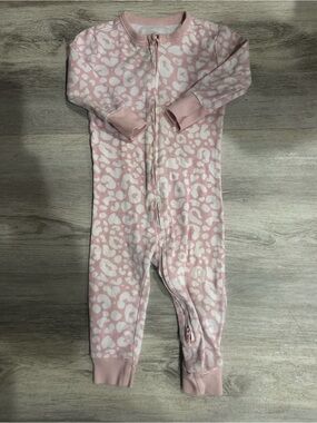 Old Navy Pink and White Leopard-Print Footed Pajama
